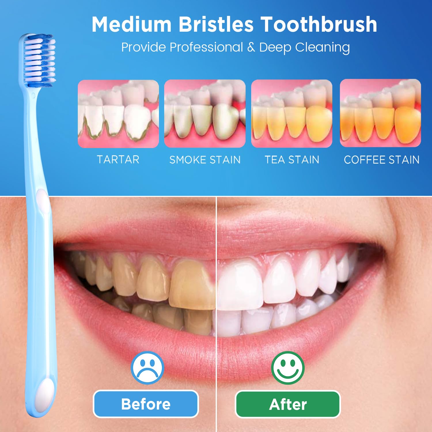 Frekare Cepillos de dientes medianos para adultos con fundas