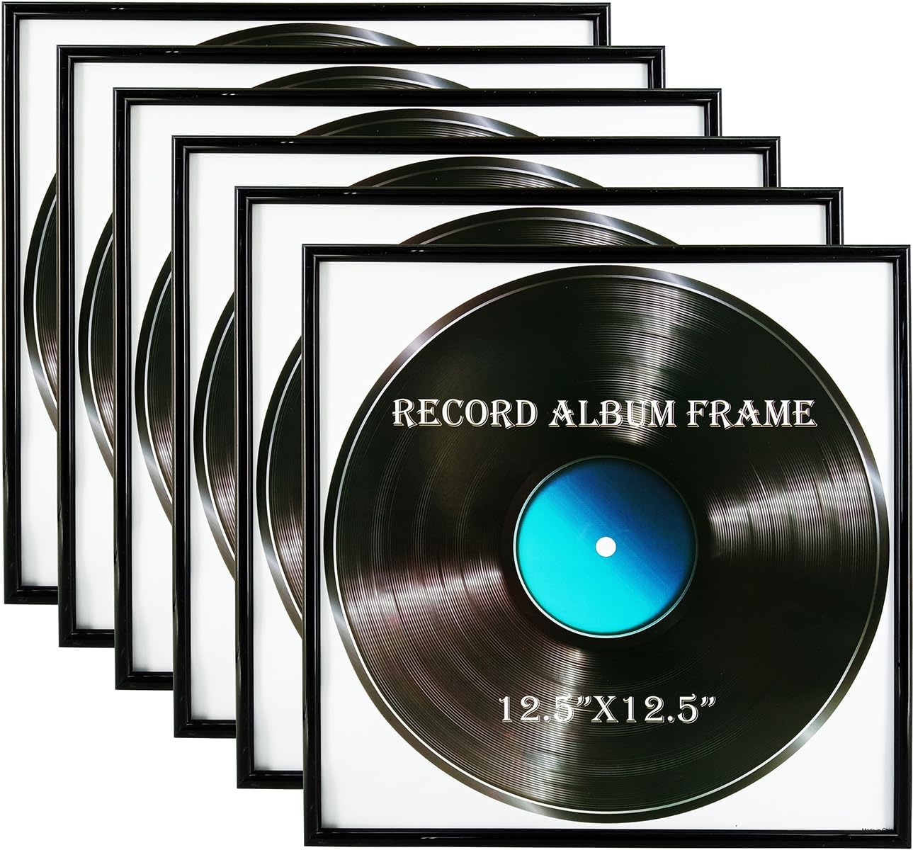 Memory Keeper Record Album Frame, 6 Pack, 12.5x12.5 Inch High Glossy Frame, Made to display vinyl LP album covers, Fit the album artwork, set of 6pcs