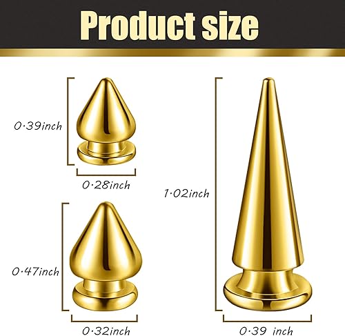 Miniatura 3 de 170 piezas de picos de cono de varios tamaños, remaches grandes, medianos y pequeños, clavos de metal para árbol de estilo punk, accesorios de ropa,