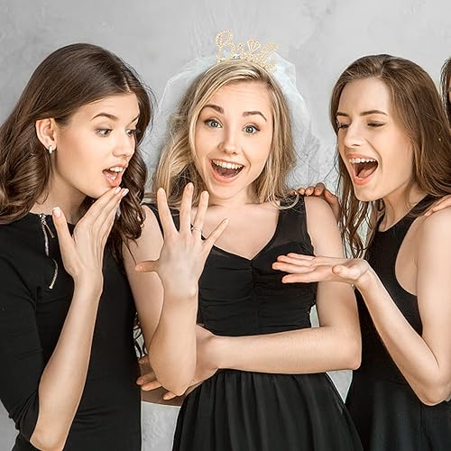 Miniatura 2 de BAHABY Diadema de novia, decoración de despedida de soltera, tiara de novia para despedida de soltera, despedida de soltera, boda (dorado)