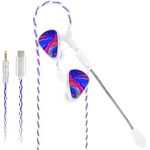 CVJ Jemine IEM Wired Gaming Earbuds, Type-C in Ear Monitor with Boom Mic