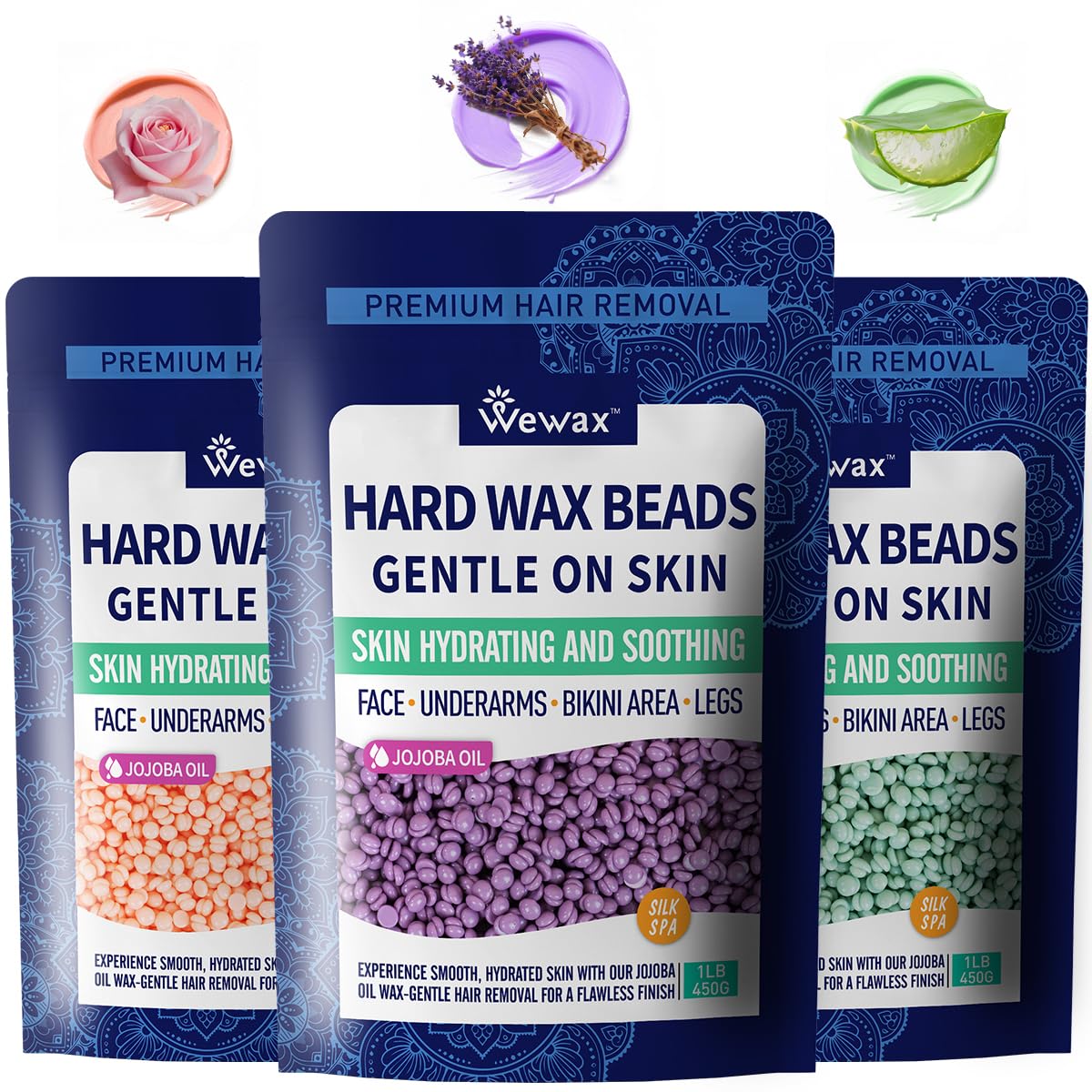 3lb Hard Wax Beads Kit for Hair Removal - WAX ON, HAIR GONE! Wax Beans for Women Men, At Home Brazillian Wax for Coarse Hair, Face, Legs, Arms, All Over Body