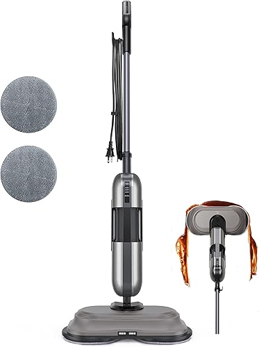 Aspiron - Mopa de vapor para limpieza de suelos, fregona eléctrica con limpiador de vapor, 3 modos de vapor todo en 1 con almohadillas lavables, luz