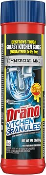 Drano Kitchen Granules Drain Clog Remover and Cleaner, Unclogs Blockage from Grease or Cooking Oil, Commercial Line, 17.6 Oz