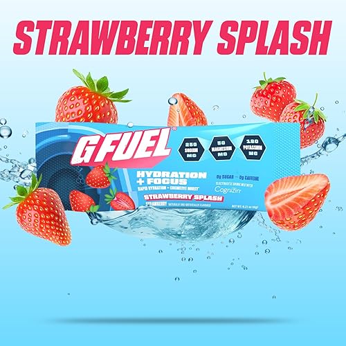 Miniatura 2 de G Fuel Polvo de electrolitos para hidratación y concentración instantáneas  Sin azúcar, sabor a fresa, electrolitos y mezcla de bebidas nootrópicas
