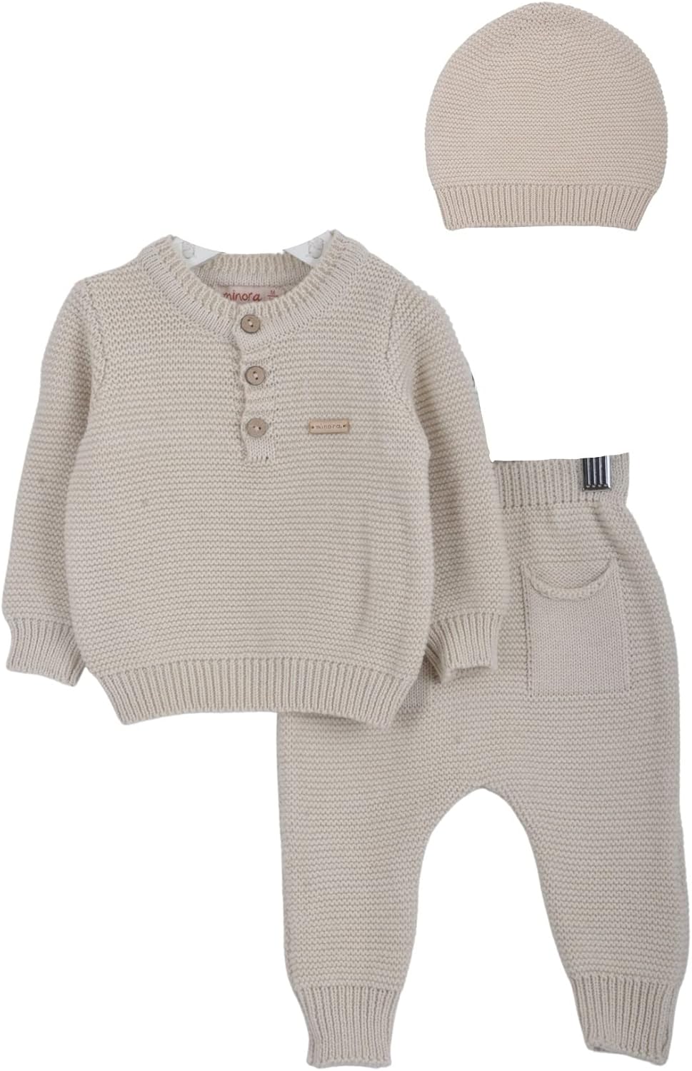 Minora Baby Winter Clothing Set |Pants, Sweater, and Hat for Boys and Girls |Long Sleeve Tops and Pants Outfits |0-12 Months