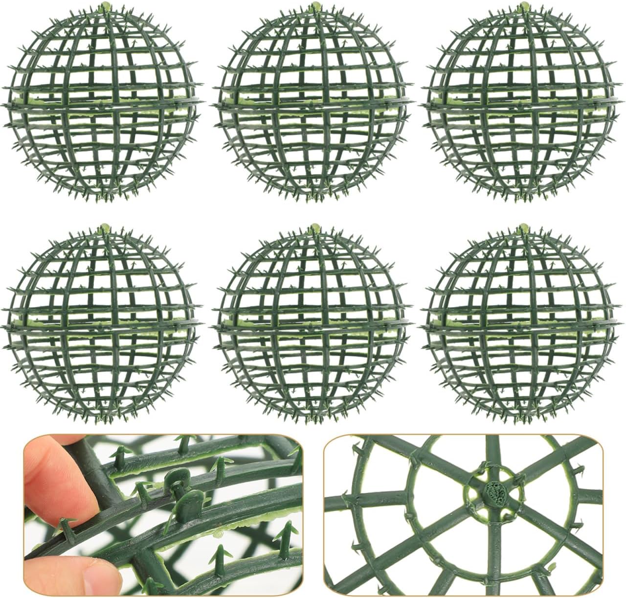 6pcs Artificial Plant Topiary Ball Support Rack Plastic Faux Green Ball Frame Holder for Garden Backyard Wedding Decor and Flower Arranging