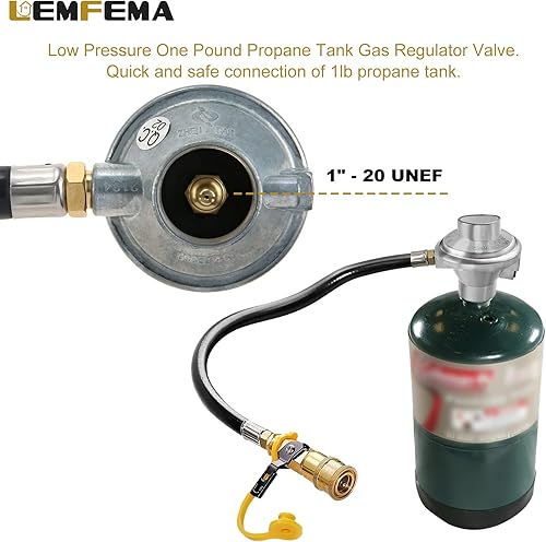 Miniatura 4 de Válvula reguladora de gas de tanque de propano de baja presión de 1 libra con válvula de apagado de conexión rápida de 14 pulgadas, incluye