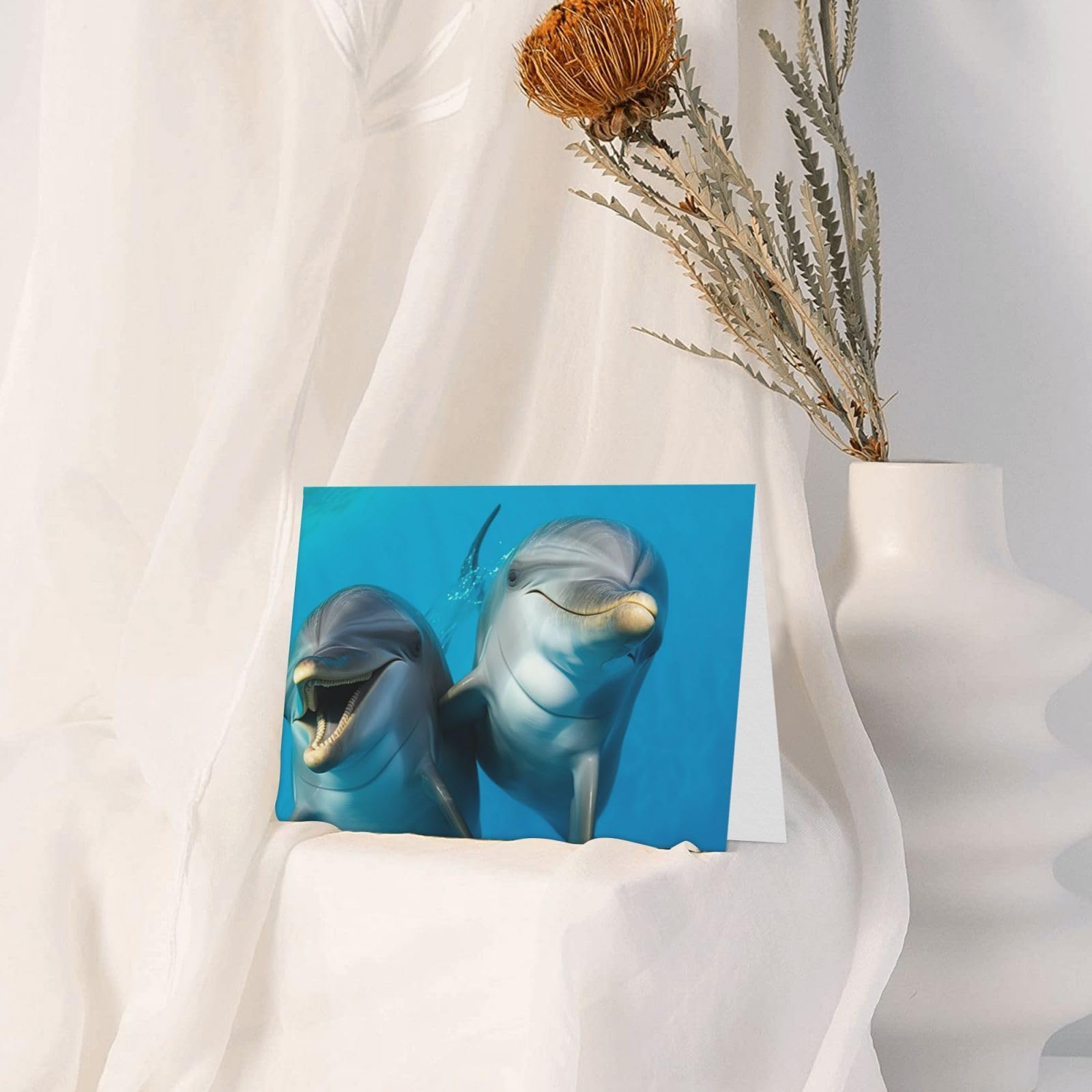 Grußkarte Mit Delfin-Motiv – Blanko Zum Selbstgestalten Für Geburtstag, Feiern & Mehr