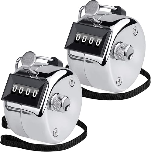 Miniatura 8 de KTRIO Contador de metal de mano de 4 dígitos, contador de clickers, contador mecánico de mano, contador de tono para entrenamiento, tejido