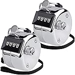 KTRIO Metal Handheld Tally Counter, 4-Digit Number Clicker Counter, Hand Mechanical Pitch Counters for Coaching, Knitting, People, Lap, Fishing, Golf and Row, 2 Pack