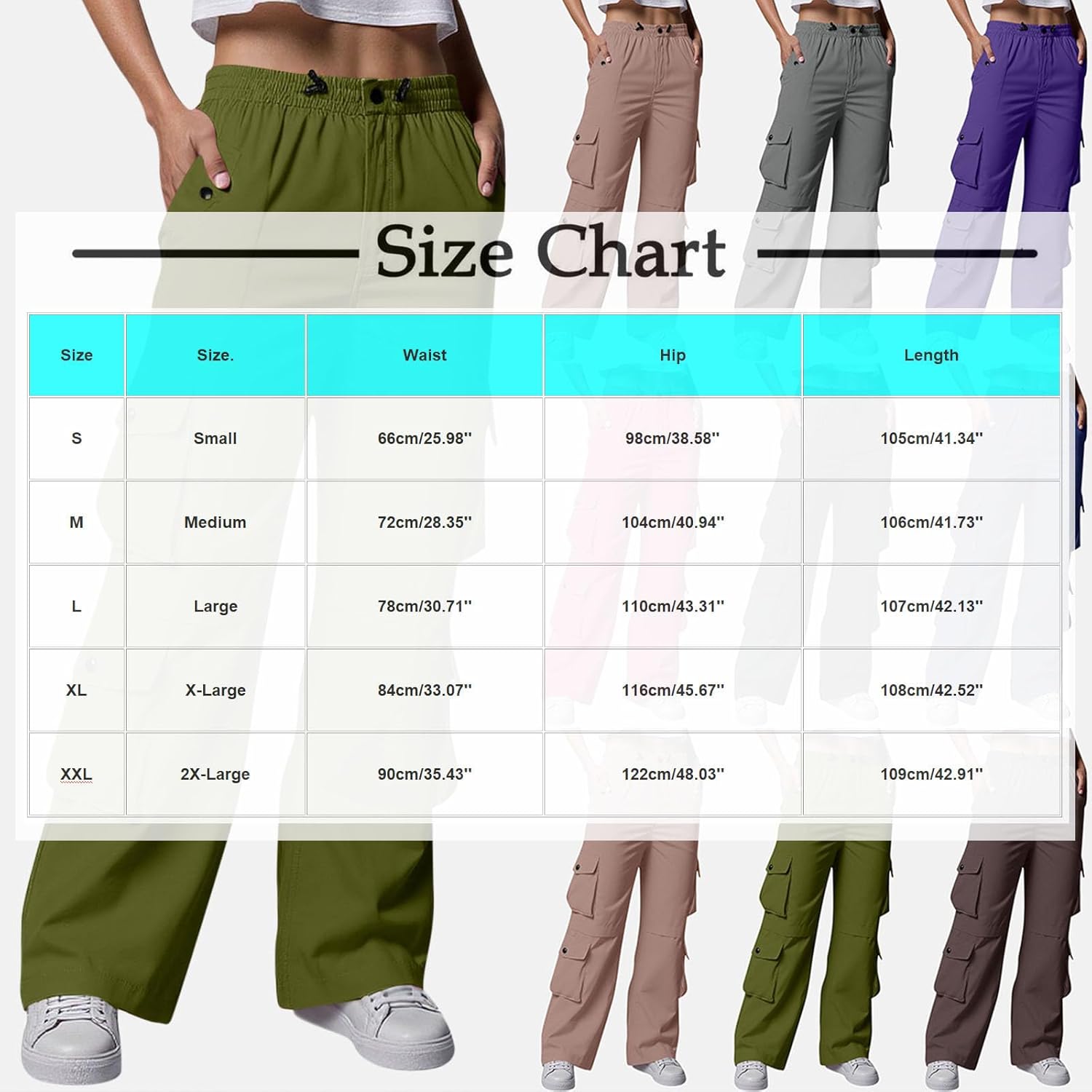 JOAU Women Y2k High Waisted Straight Wide Leg Relaxed Fit Cargo Pants with Pockets Streetwear Outdoor Hiking Travel Trousers
