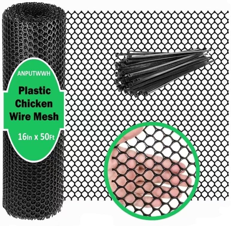 Upgraded Plastic Chicken Wire Fence Mesh, 16in x 50ft