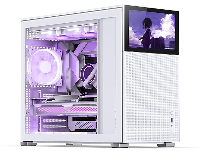 JONSBO D41 MESH SC White ATX Computer Case with Screen,ATX PC Case/Support RTX 4090(335-400mm) GPU 360/280AIO,Power A-TX/SFX: 100mm-220mm Multiple Tool-Free Design,White - D41 Mesh SC White