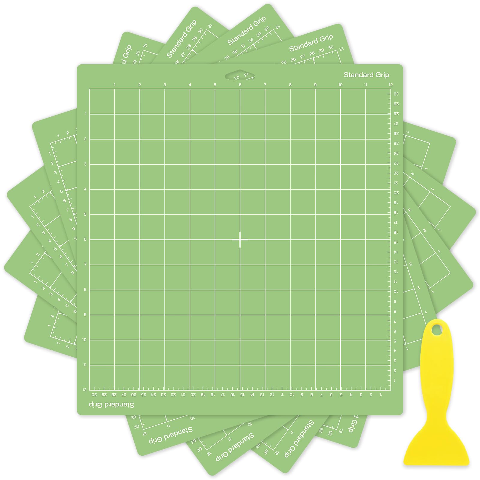 IModeur5 Pack Cutting Mats for Cricut - 12"x12" Green Standard Grip Cutting Mats for Cricut Accessories - Mats for Cricut Explore Air 2/ Maker 2/3