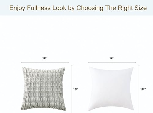 Miniatura 4 de Volcanics Paquete de 2 fundas de cojín decorativas de color gris claro de 18 x 18 pulgadas, fundas de cojín cuadradas de pana suave a rayas, moderna