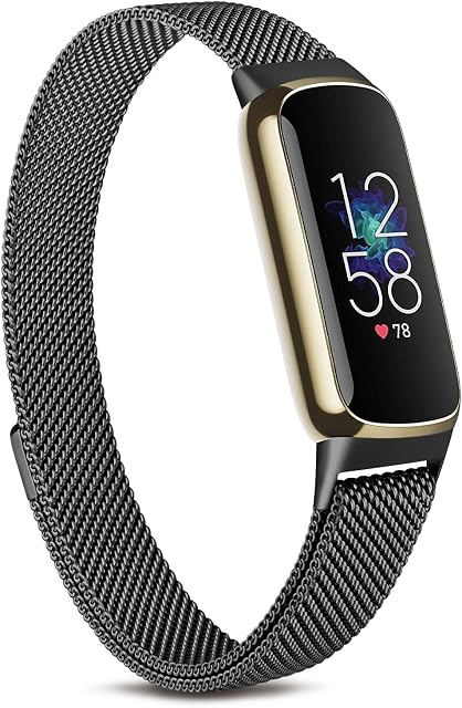 Demark Strap Compatible with Fitbit Luxe Strap, Adjustable Stainless Steel Loop Mesh Magnetic Replacement for Fitbit Luxe Fitness Tracker for Women Men