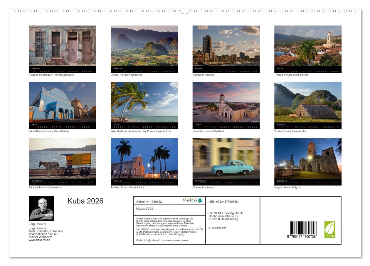 Kuba 2026 (hochwertiger Premium Wandkalender 2026 DIN A2 quer), Kunstdruck in Hochglanz: Landschaft, Architektur, Strand und Oldtimer in Kuba (CALVENDO Orte)