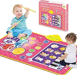 Tapete Musical Brinquedos Educativo sensorial Infantil Com Piano Teclado Bateria e Sons de Animais