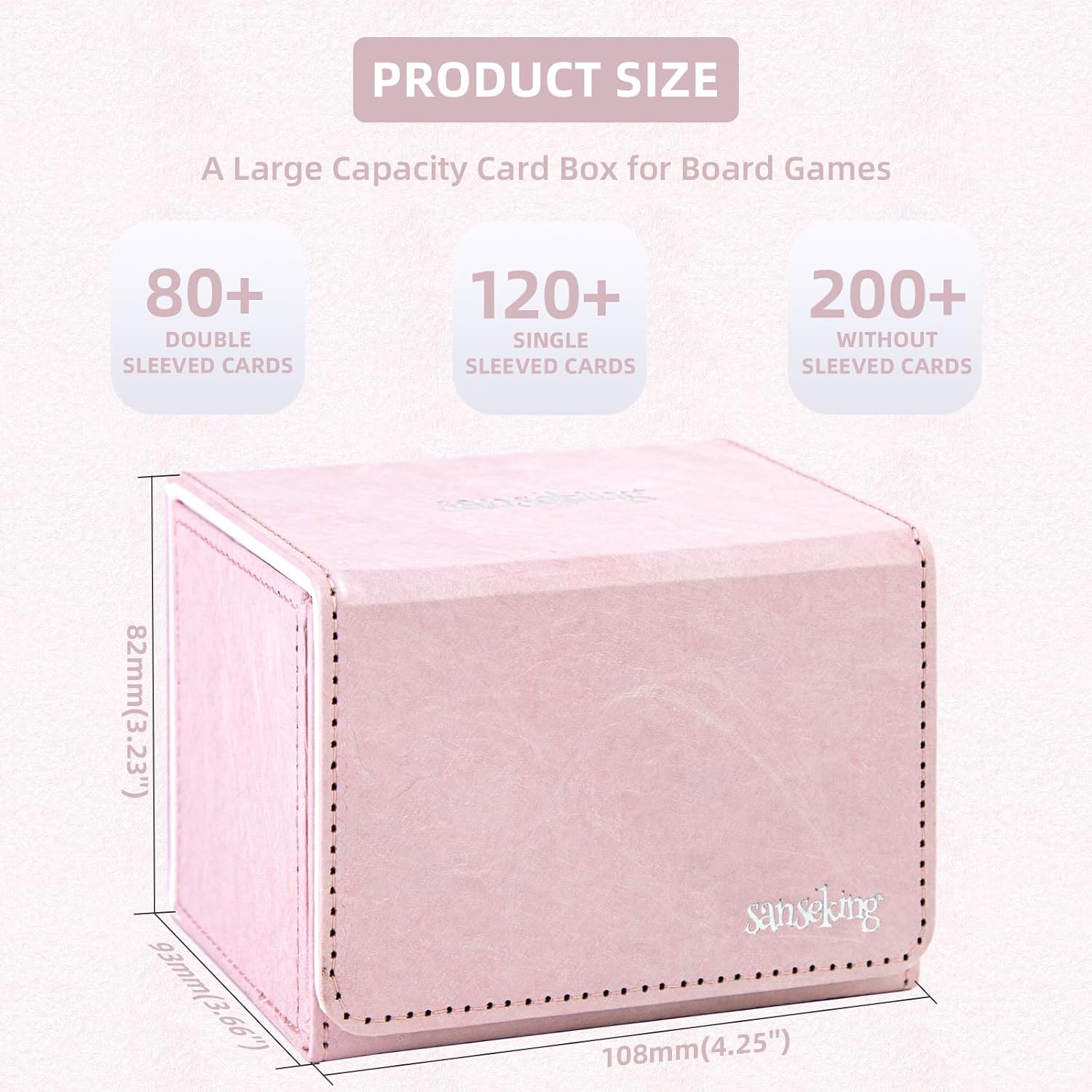 Magic Card Deck Box for MTG Single Deck Card Box fits 100+ TCG Sleeved Cards Tyvek® Paper Card Box Top Loading Card Boxes Magic Gift for MTG TCG CCG (Horizontal,Pink)