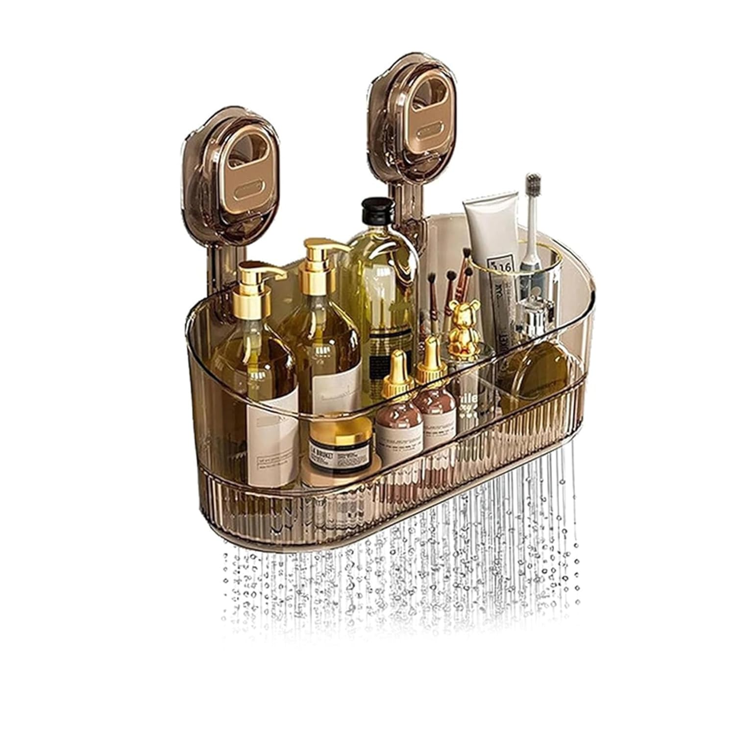 ywzmsd Shower Caddy Suction Cup Shower Organizer Suction Bathroom Storage Removable Powerful Shelf Bathroom Caddy Waterproof Storage Brown