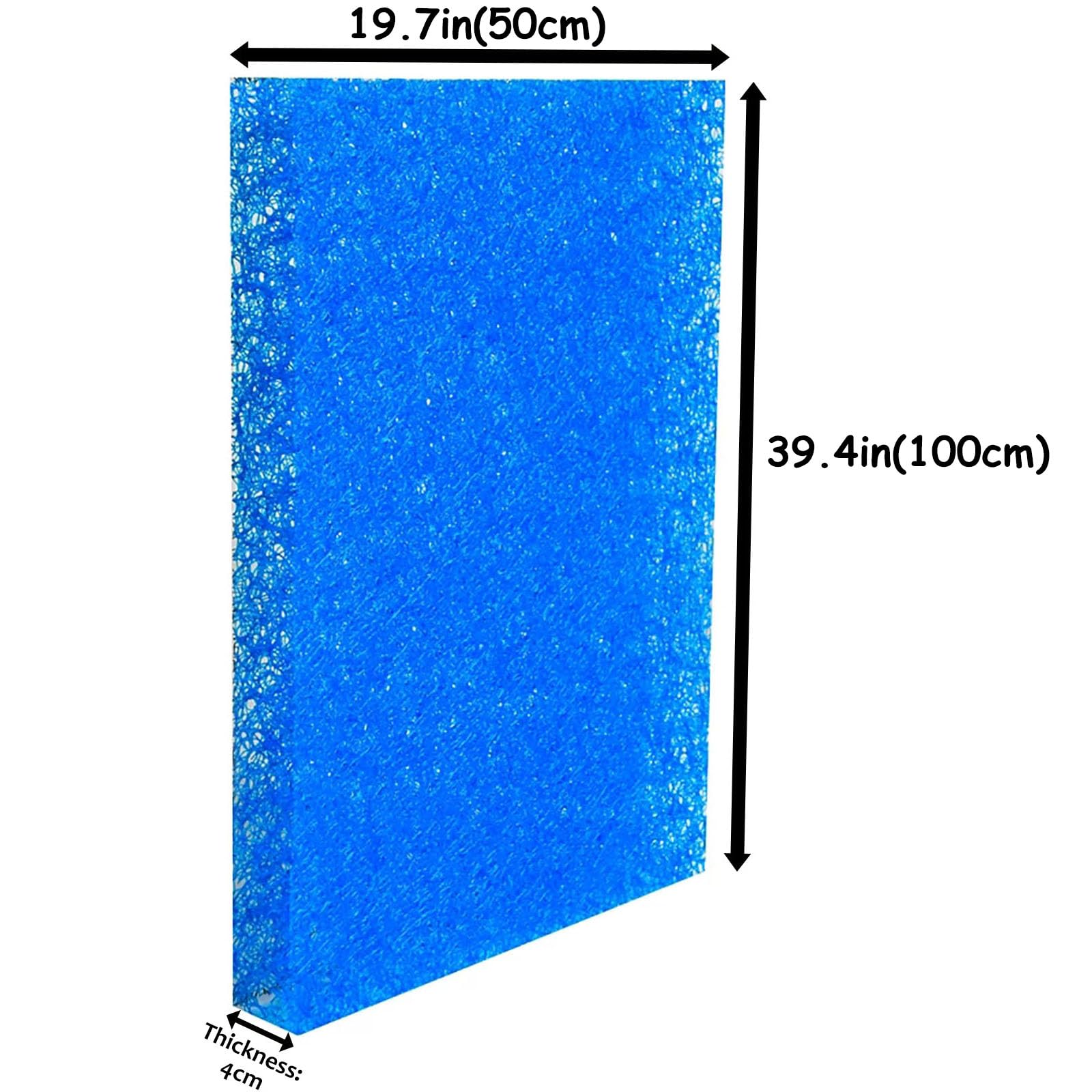 Spugna Filtrante, Schiuma Ricambio Filtro per Pompa, Acquario Accessori Filtraggio Spessore 40 mm, 10 PPI, Grana Grossa (50 x 100 x 4cm*10pcs)