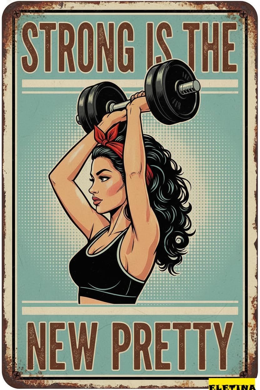 Vintage Metal Tin Sign for S Strong Is The New Perty S Aluminum Home Gym Wall Decor 8x12Inch Private Property Decorative