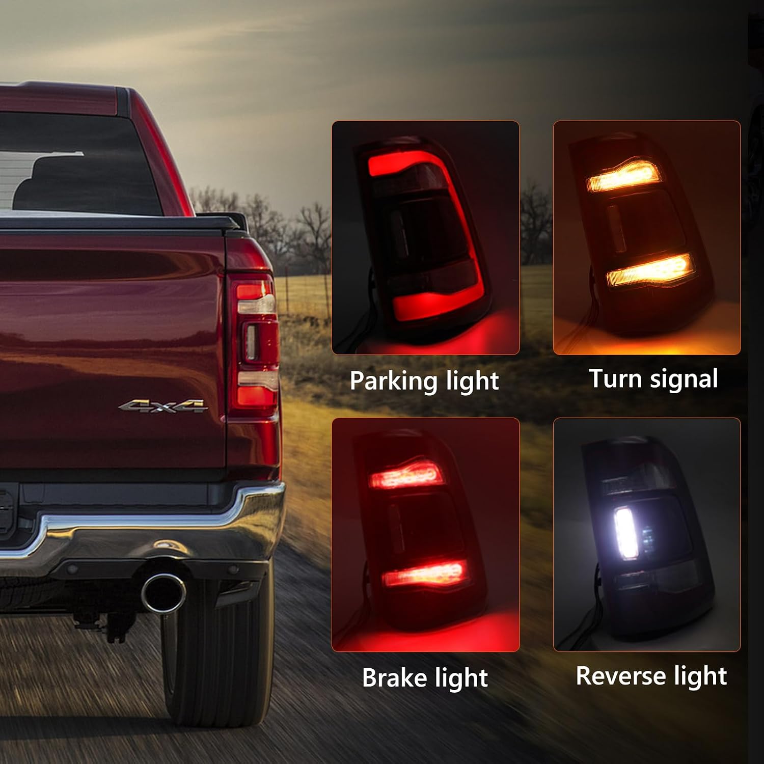 FIONE RH Tail Light Assembly Compatible with Dodge Ram 2019-2023 Rear Lamps Blind Spot Module Can Be Installed Right Passenger Side Rear Light CH2801217