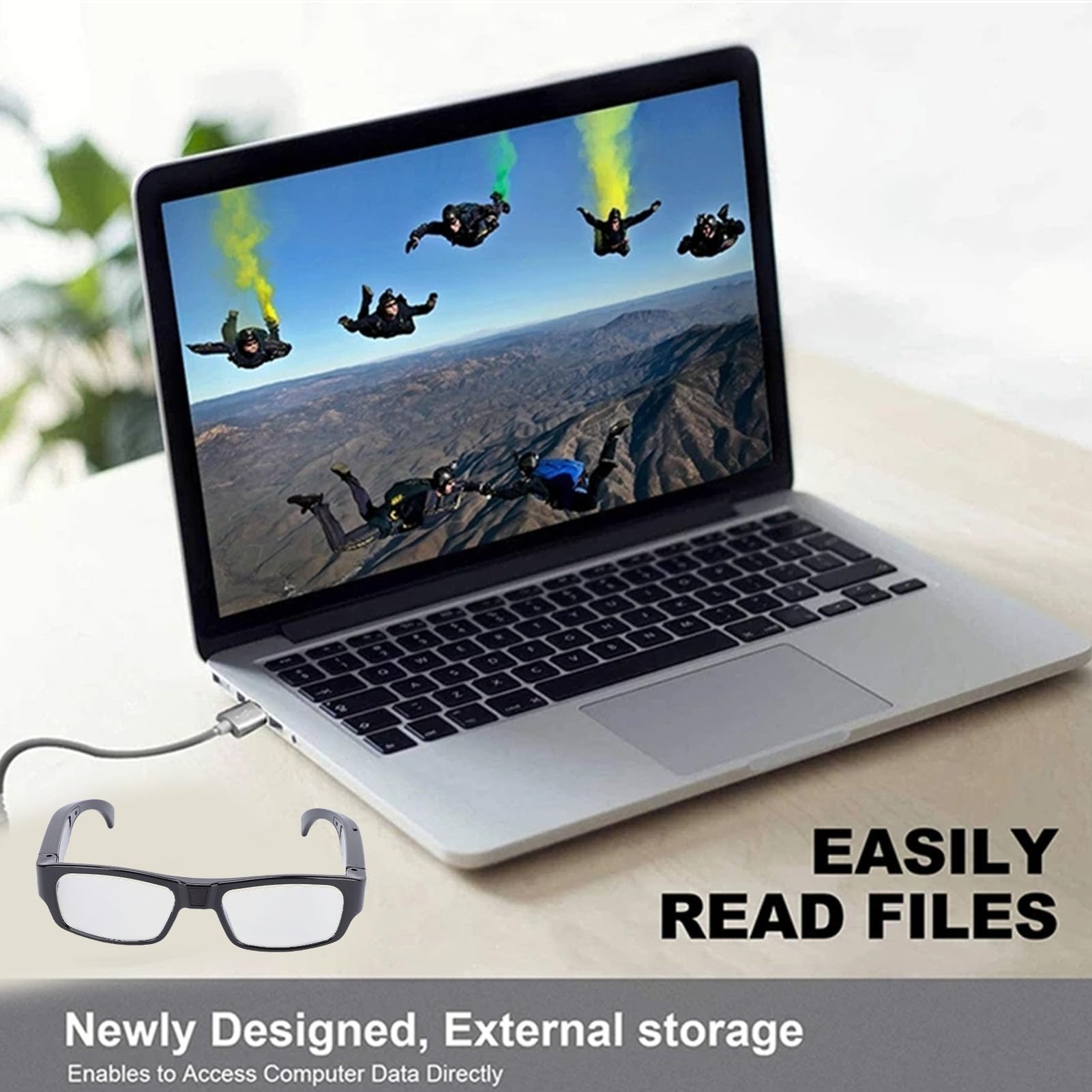 BuyWeek Kamera Brille, 1080P HD Videobrille Actionkamera Intelligente Bildstabilisierung Weitwinkelobjektiv Sport Kamerabrille First Person Perspektive für Radfahren, Outdoor-Aktivitäten