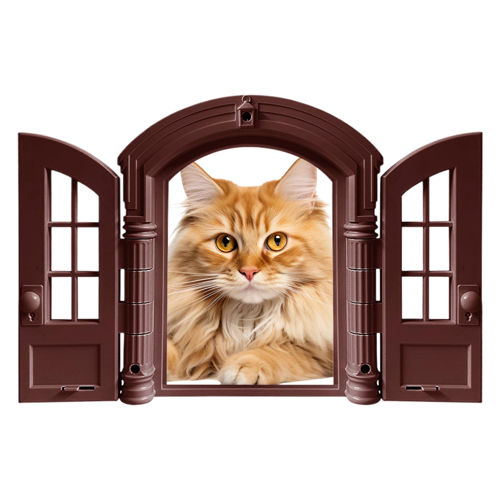Katzenklappe für - Ausbruchsicher für kleine mittlere Rassen | mit Doppelpaneele, französischer Stil, 24x27,5x7,2 cm - für Schlafzimmertür Flur Haus Terrasse Wand