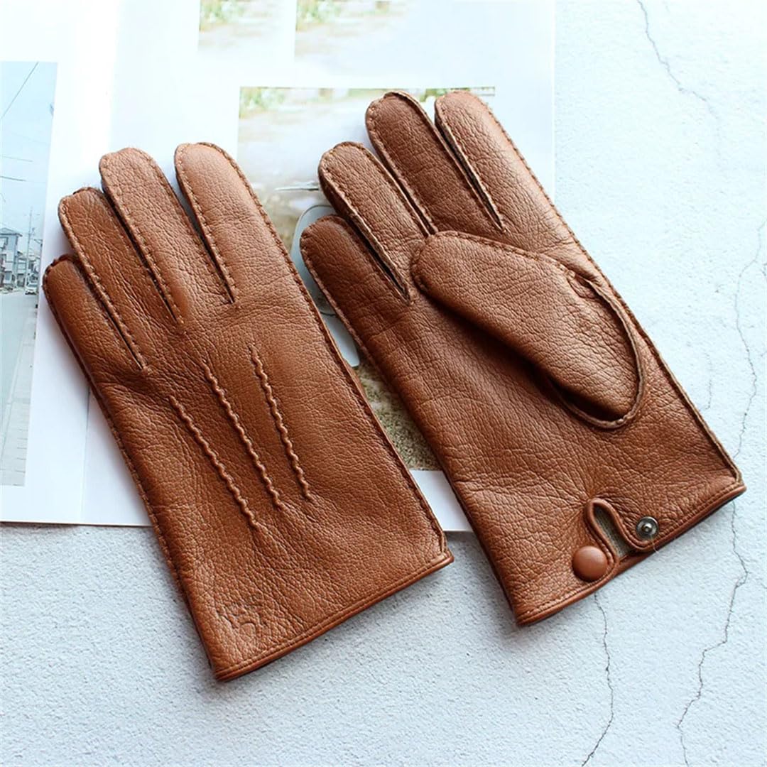 Gants d'hiver en cuir avec doublure en laine pour homme