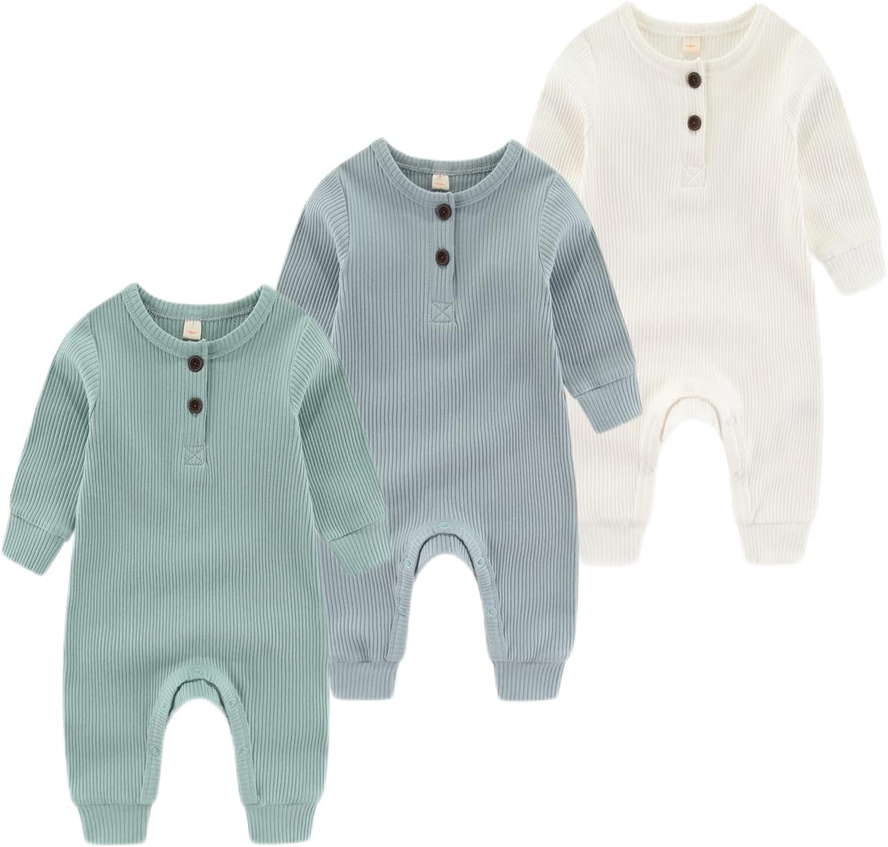 Chamie Baby Romper Newborn Knitted Jumpsuit Long Sleeve Baby Boys Girls Footless One-Piece Suit, 0-24 Months