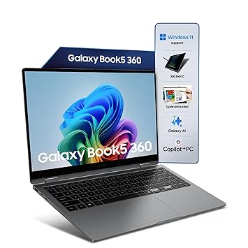 Samsung Galaxy Book5 360 | Intel Evo Core Ultra 7 256V | Built-in AI | 15.6" (39.6cm) Touchscreen 2-in-1 AMOLED 60Hz | 500 Nits (16GB/512GB SSD/Intel Arc/Win11/MSO'21/Gray/1.46kg) | S-Pen Included