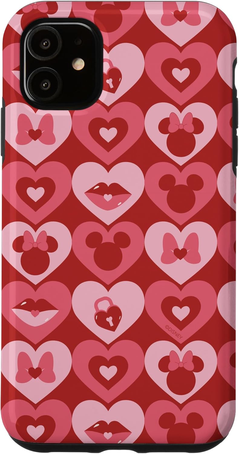 iPhone 15 Pro Max Disney Mickey and Minnie Mouse Valentine’s Day Heart Pattern Case