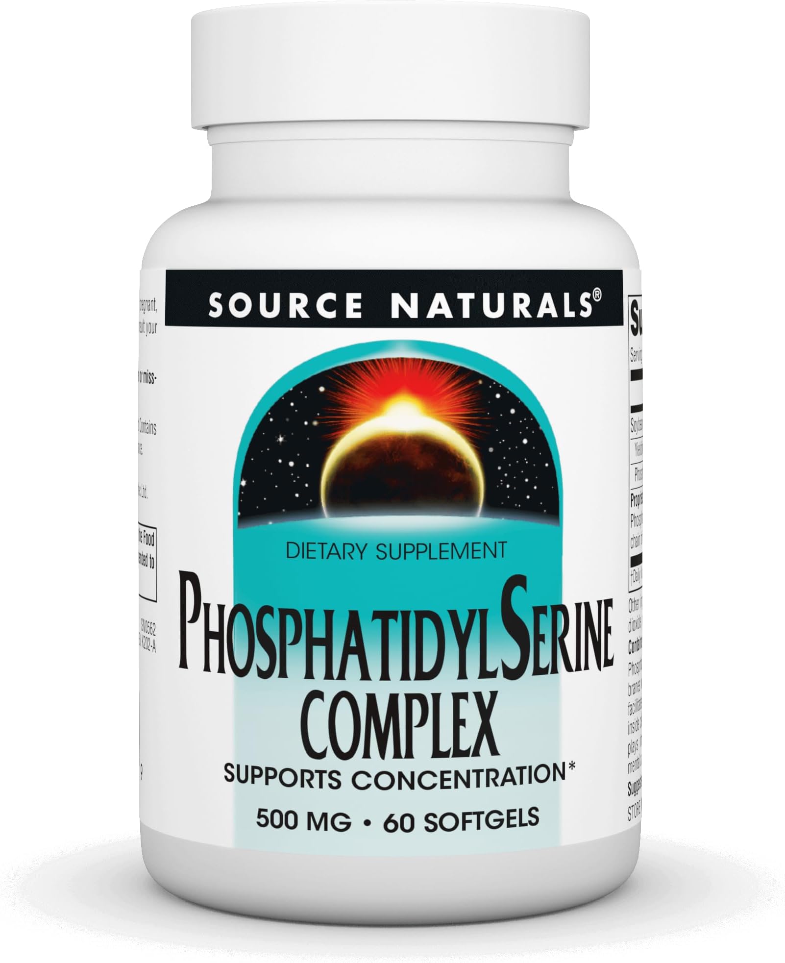 Source Naturals Phosphatidyl Serine Complex Stablilized Enzyme Supplement 500mg - 100% Pure - 60 Softgels