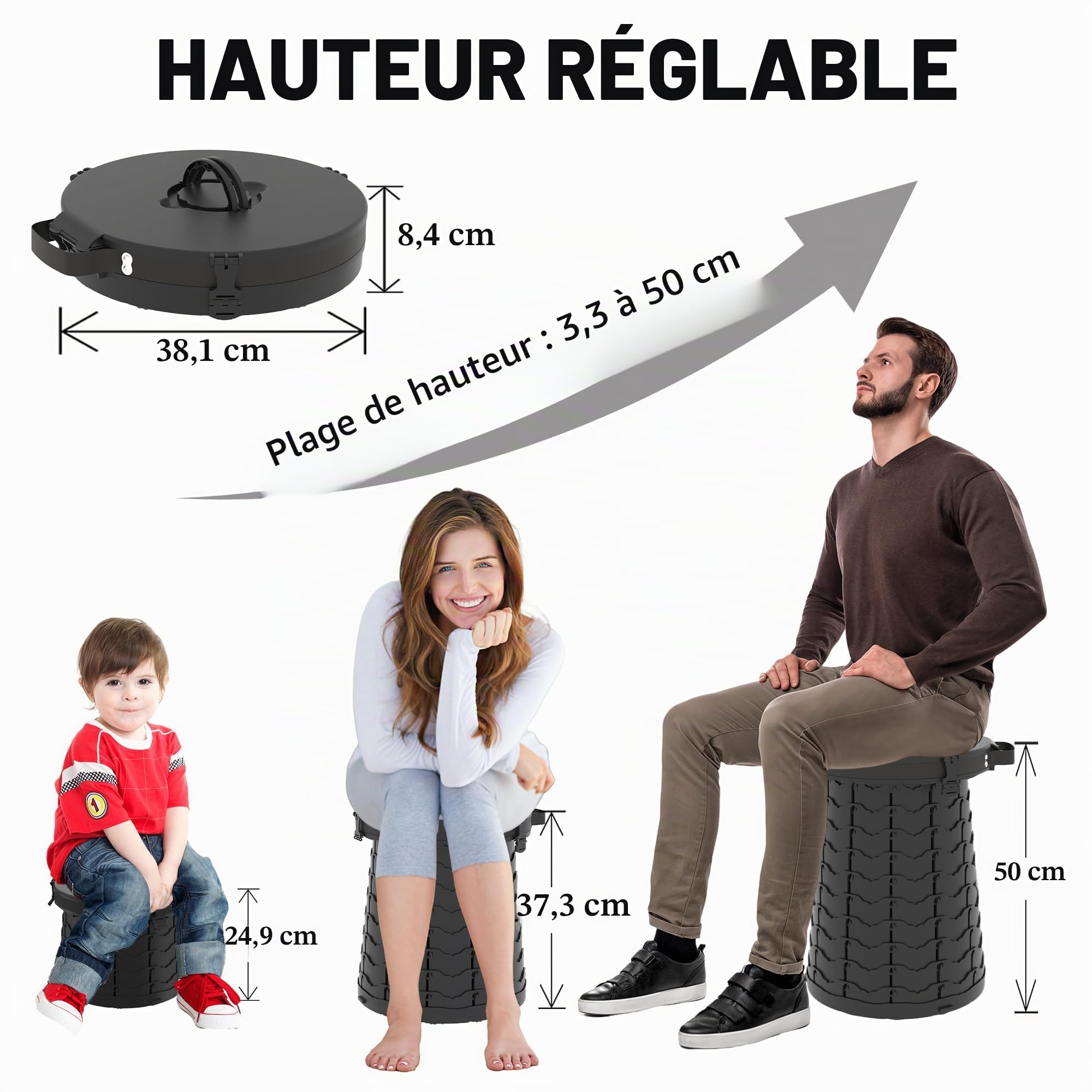 ALEVMOOM Toilettes Portables de Camping Avec Sac à Main Gratuit et 7 Sacs Poubelle, Pliables et Compactes Pour l'Extérieur
