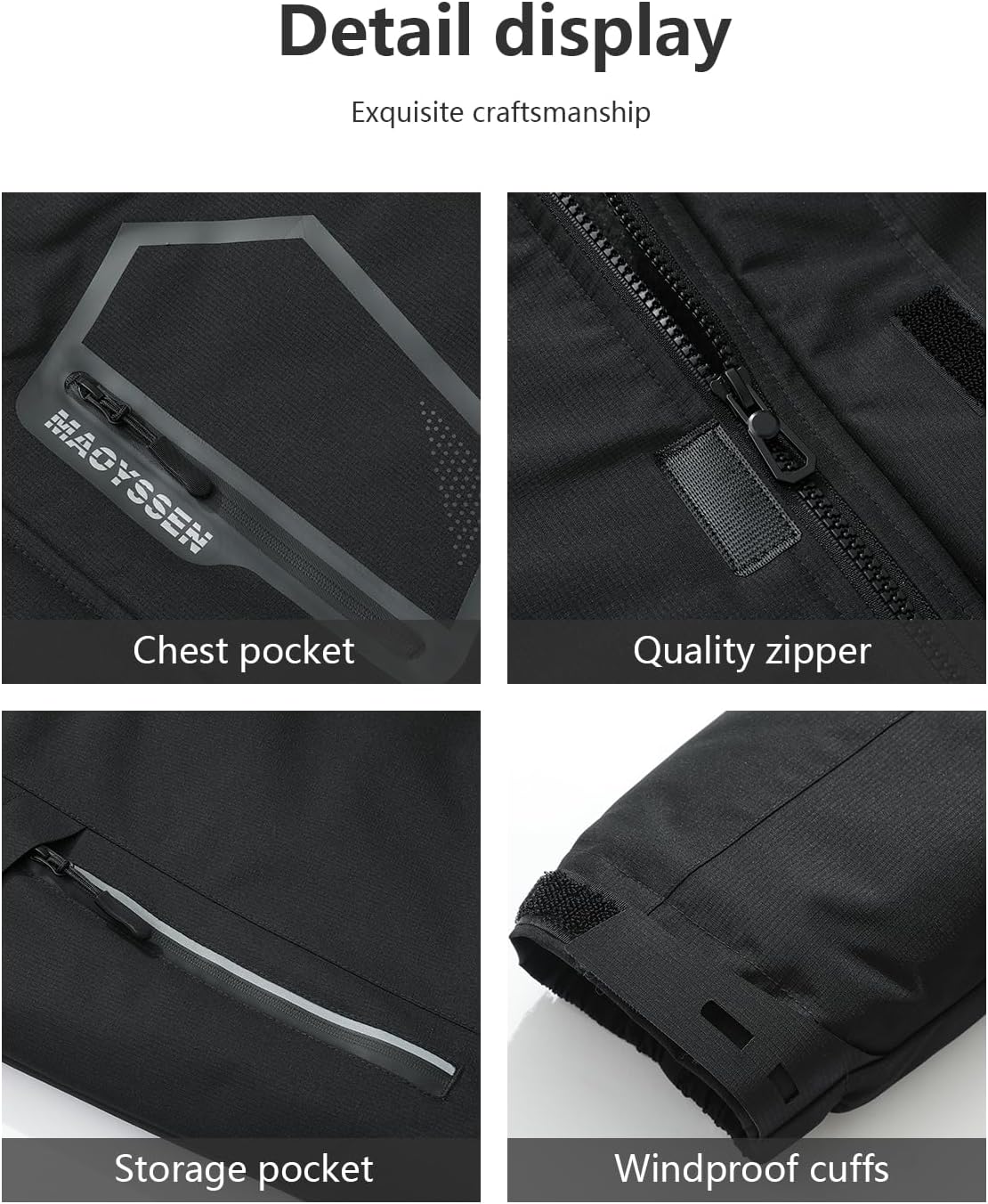 Men’s Warm Ski Jacket,Waterproof Fleece Lined Hooded Outdoor Cold Weather Jacket with Multi-Pockets - Image 5