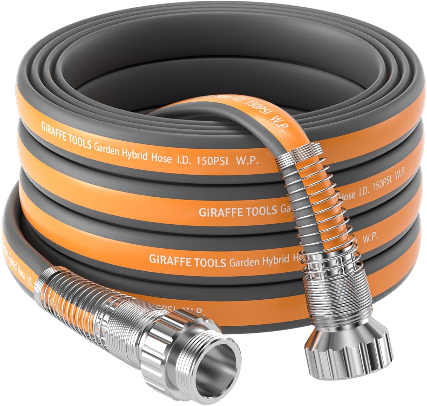 Giraffe Tools Garden Hose 50FT, 5/8"Heavy Duty Lay Flat Water Hose, No Kink, Flexible, Leakroof Gardening Hose with Male to Female Fitting, Lightweight Hybrid Hose Pipe for Garden & Yard