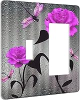 Vista 35 de Cubierta de interruptor de luz de palanca de hojas tropicales negras y doradas, hoja de palmera, decoración de 1 cuadrilla, placa frontal eléctrica