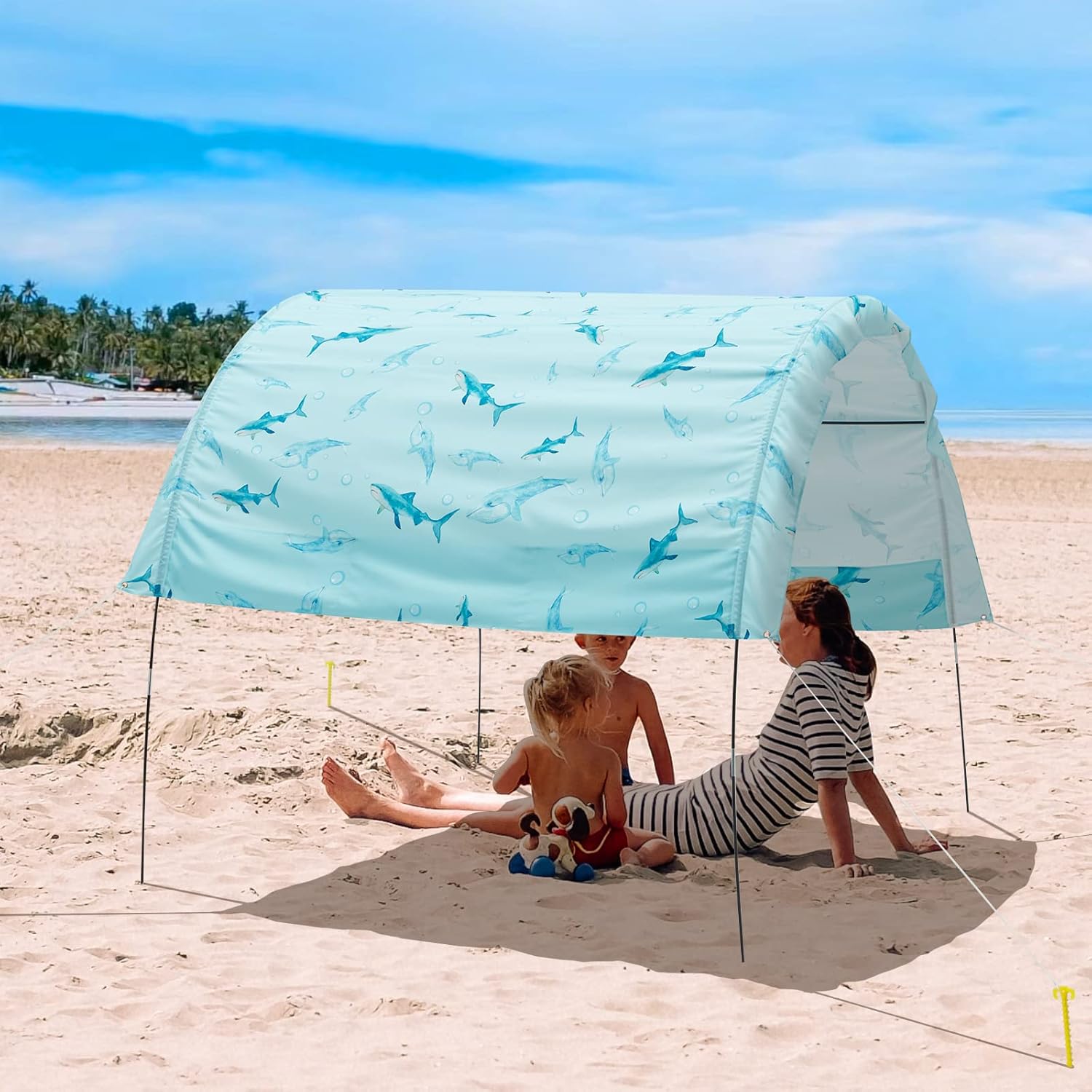 BondFree Beach Shade Canopy,Sun Shade Beach Tent with UPF 50+ UV Protection,Beach