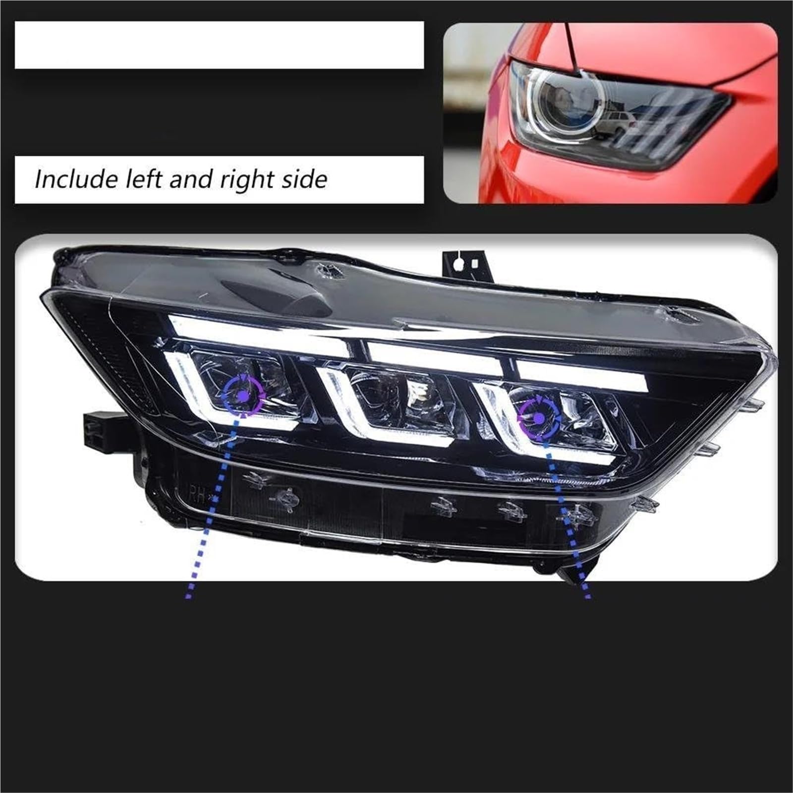 Genérico Accesorios montaje faros Faros delanteros para Ford para Mustang 2015-2017
