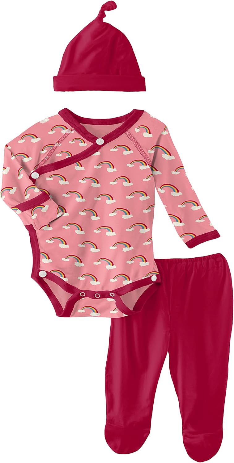 KicKee Pants Welcome Home Newborn Gift Set, Kimono-Style One-Piece, Footie Pants, Knot Hat, Soft Baby Clothes