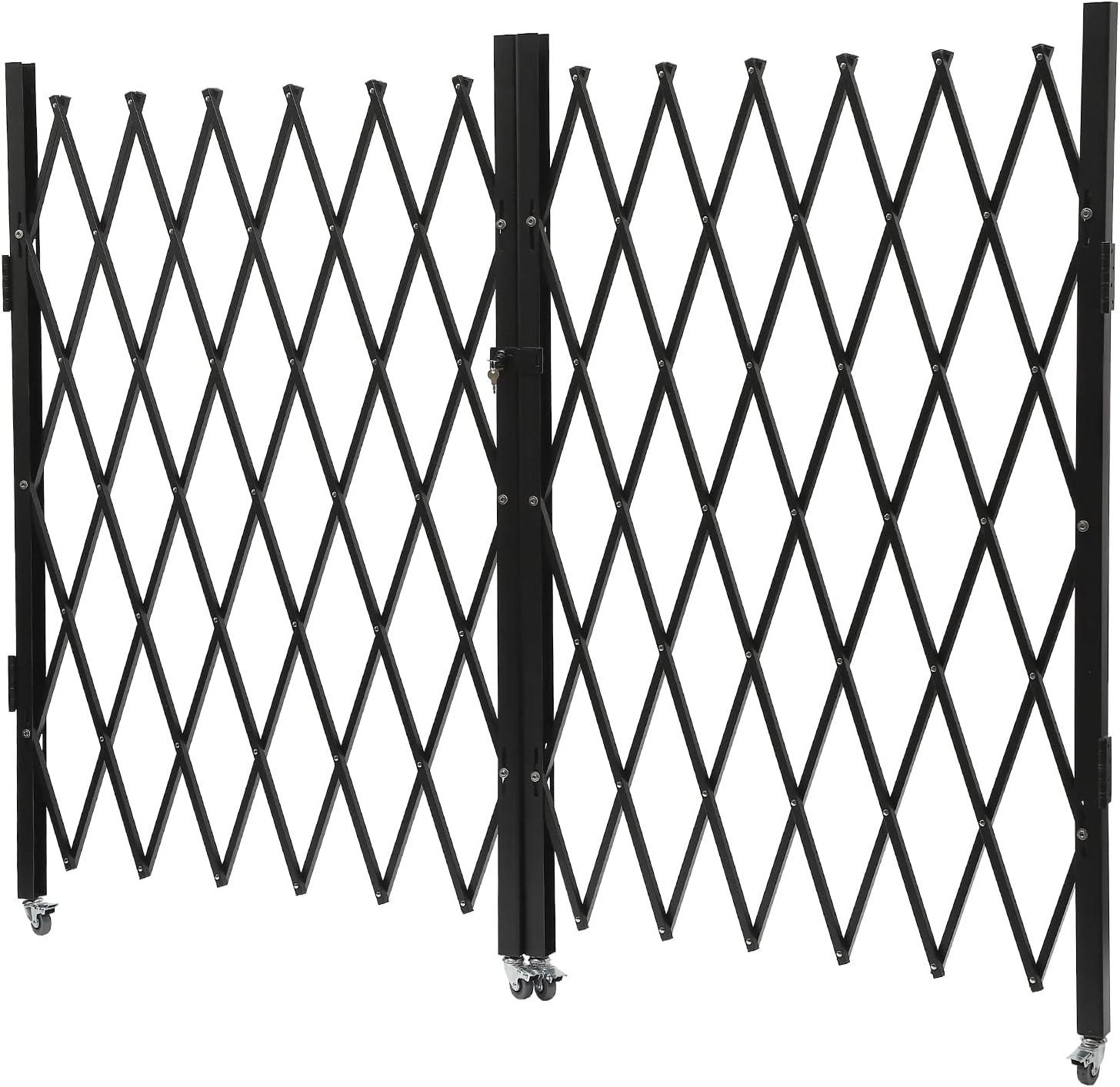 Double Folding Security Gate, 5.25' H x 9.84' W Folding Door Gate with Keys,360° Rolling Iron Accordion Security Doors, Flexible Expanding Security Gate for Basements,Garages, Storefronts