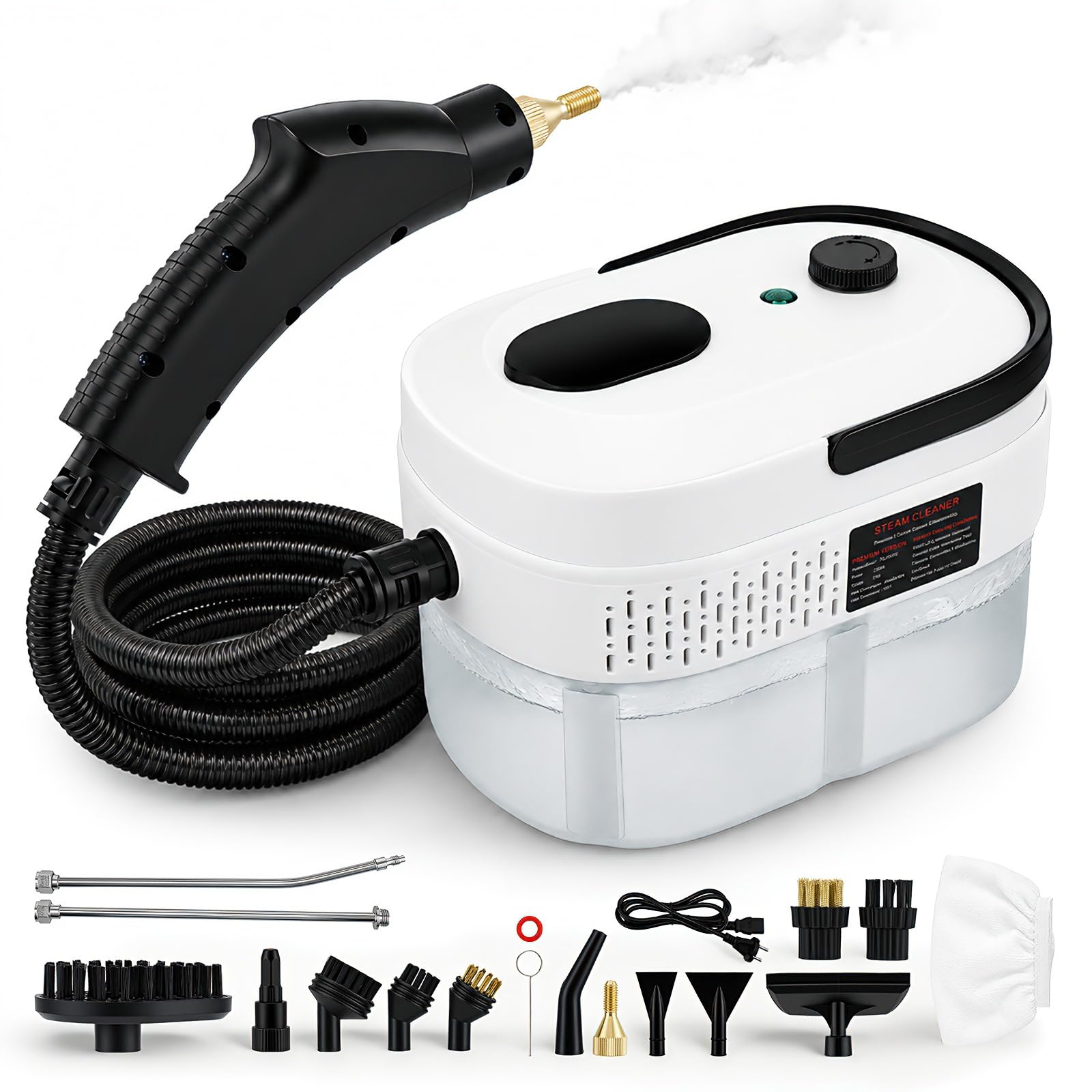 Nettoyeur Vapeur Portable, 2500W Nettoyeur à Vapeur Manuel ,Chauffe Rapide en 15s, 3 Niveaux de Réglage, 1,4L Steam Cleaner, Nettoyeur Vapeur Haute Pression Pour Maison, Cuisine, Salle de Bain, Auto