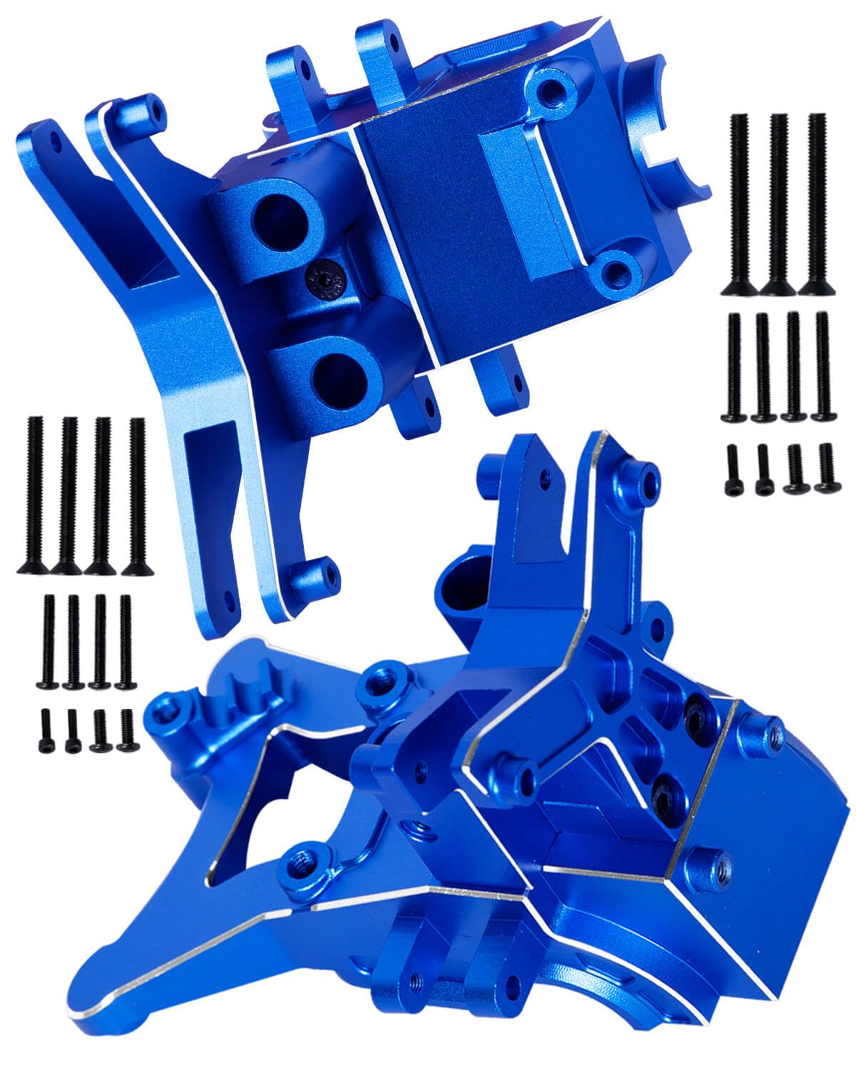 hopsupRC Aluminum Front Rear Upper Gearbox Covers & Shock Tower Upgrades for 1/10 Big rock/Granite/Senton,1/8 Typhon 3S BLX 4wd,ARAC4400,Navy Blue