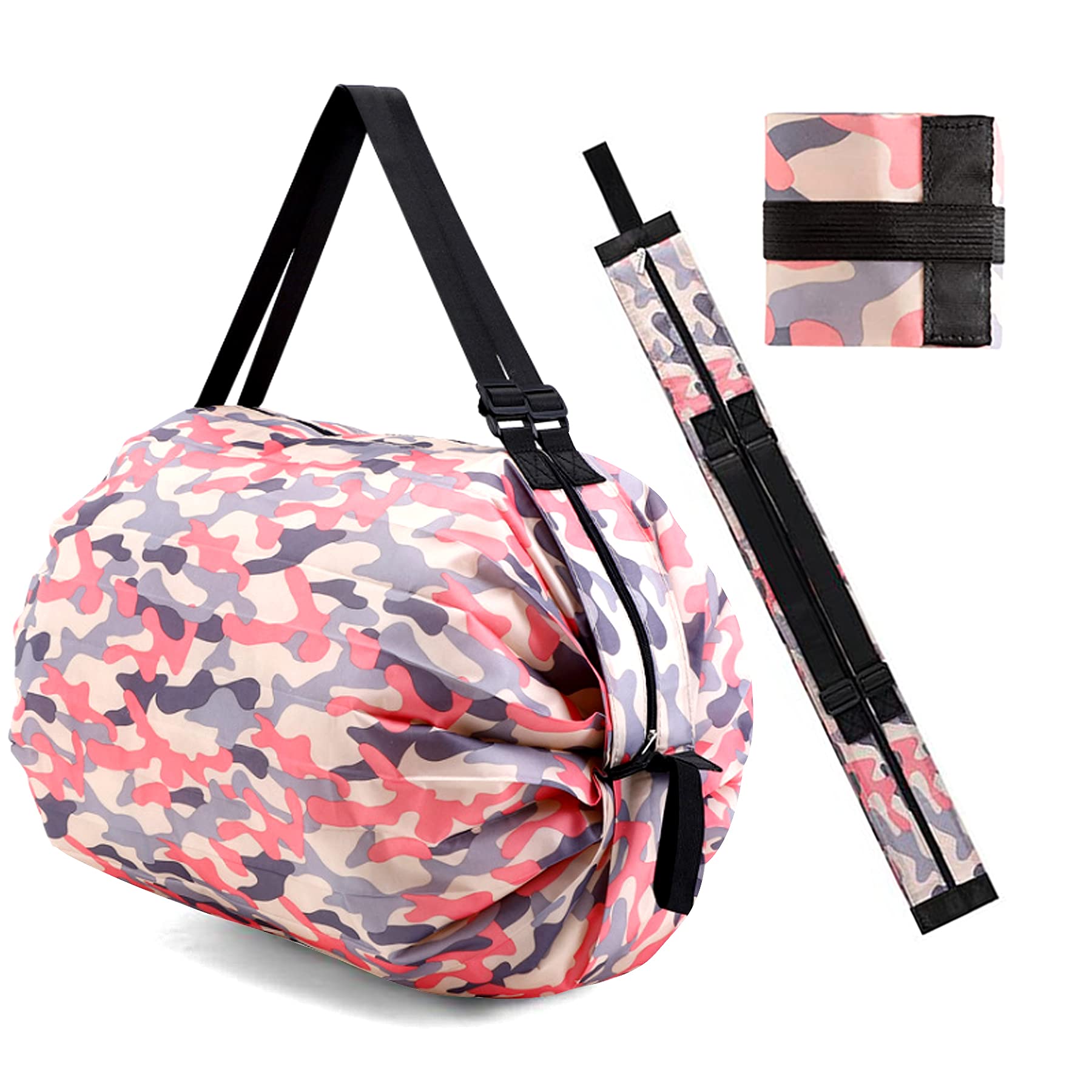 ICOUVAGrocery Shopping Bags,Reusable Foldable Grocery Bags Heavy Duty Shopping Tote,Shopping Bag Large with Zip for Grocery Shopping Picnic Camping Gym