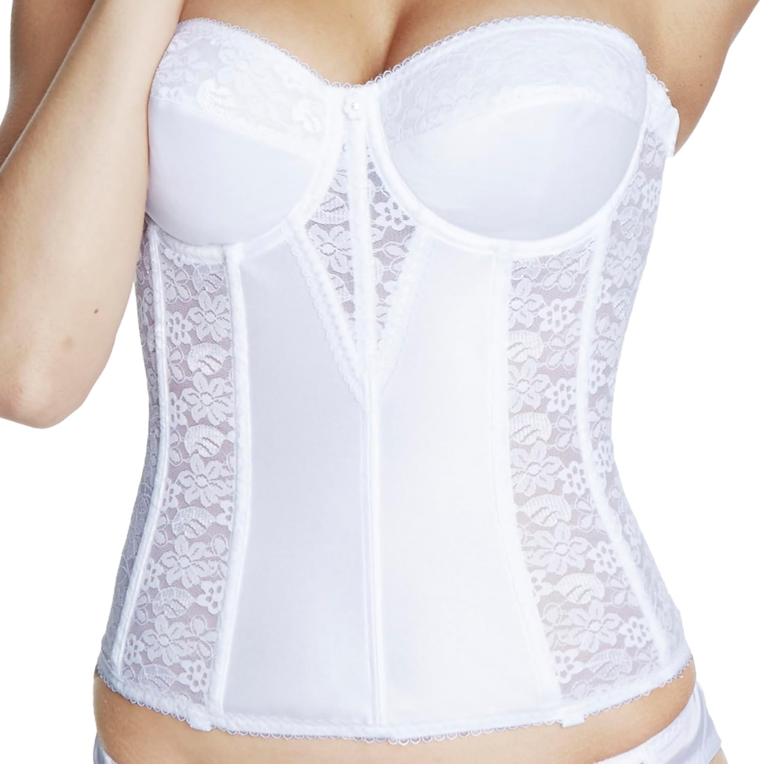 Dominique Women’s Lace Longline Corset Bustier Bra #8949 – Strapless Bra Seamless Full Figure Support - Lingerie for women