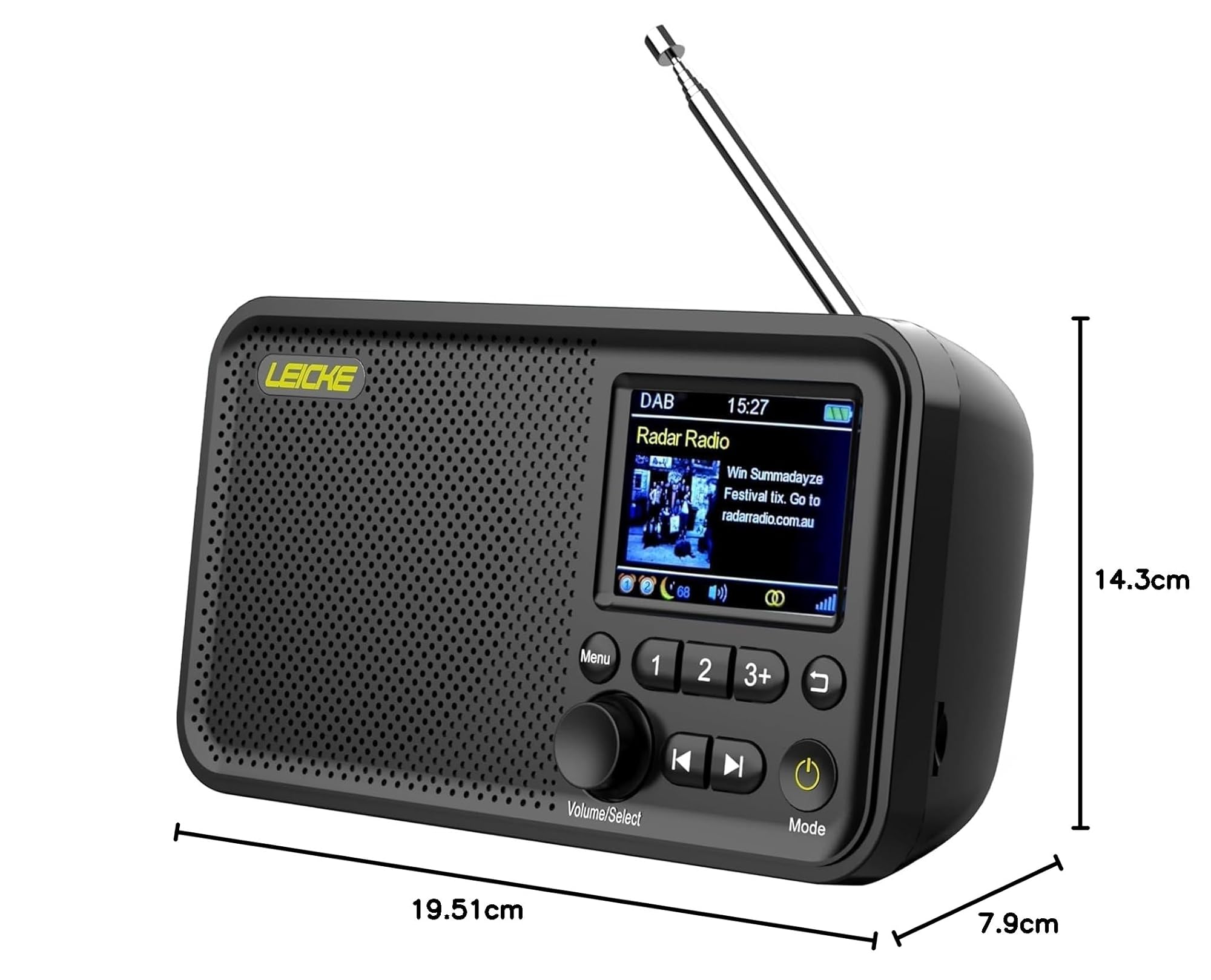LEICKE DAB+ Radio Portatile con Bluetooth 5.0, FM, Display 2,4", Batteria 4000 mAh