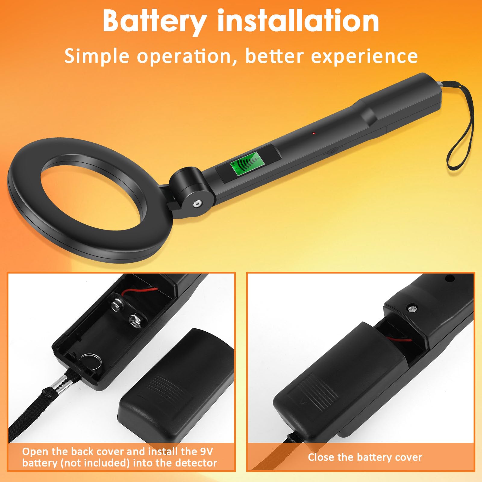 Metal detector pieghevole, display LCD portatile, strumento di rilevamento dei metalli con 3 modalità regolabili, rilevatore di metalli leggero ad alta sensibilità con bobina di ricerca impermeabile