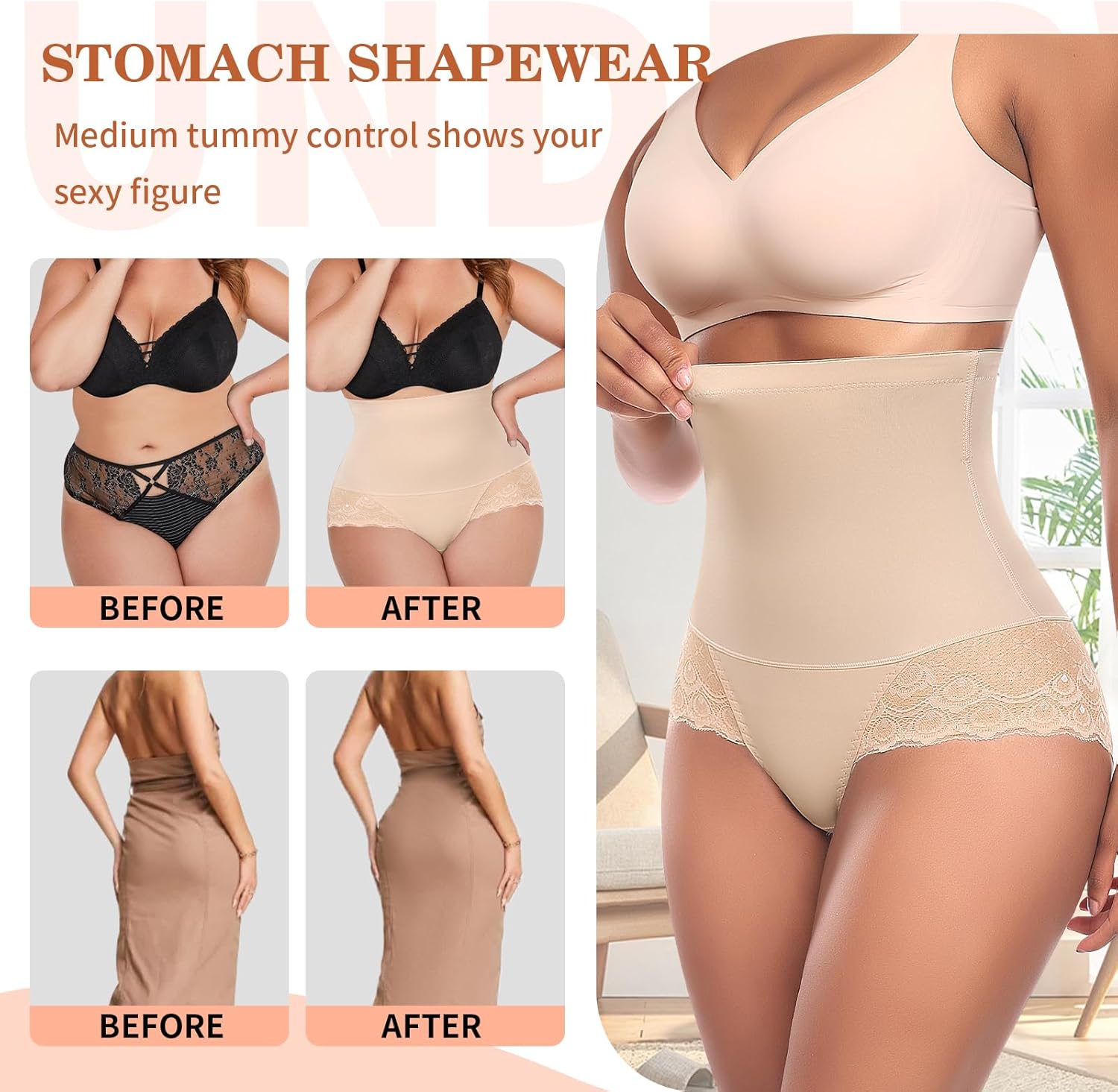 Werena Tummy Control Shapewear Panties for Women High Waist Body Shaper Underwear Lace Shaping Girdle Briefs - Image 5